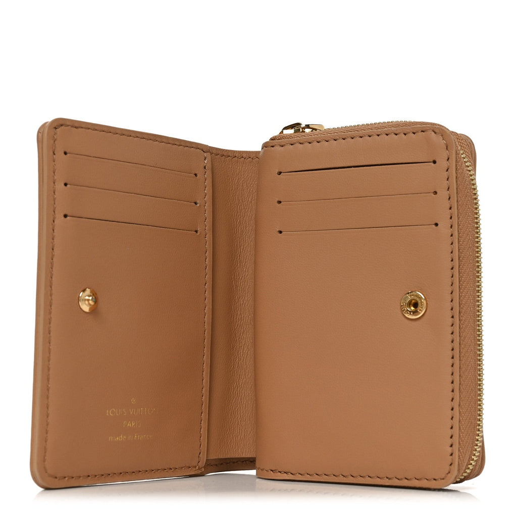 Lambskin Embossed Monogram Lou Coussin Wallet Camel