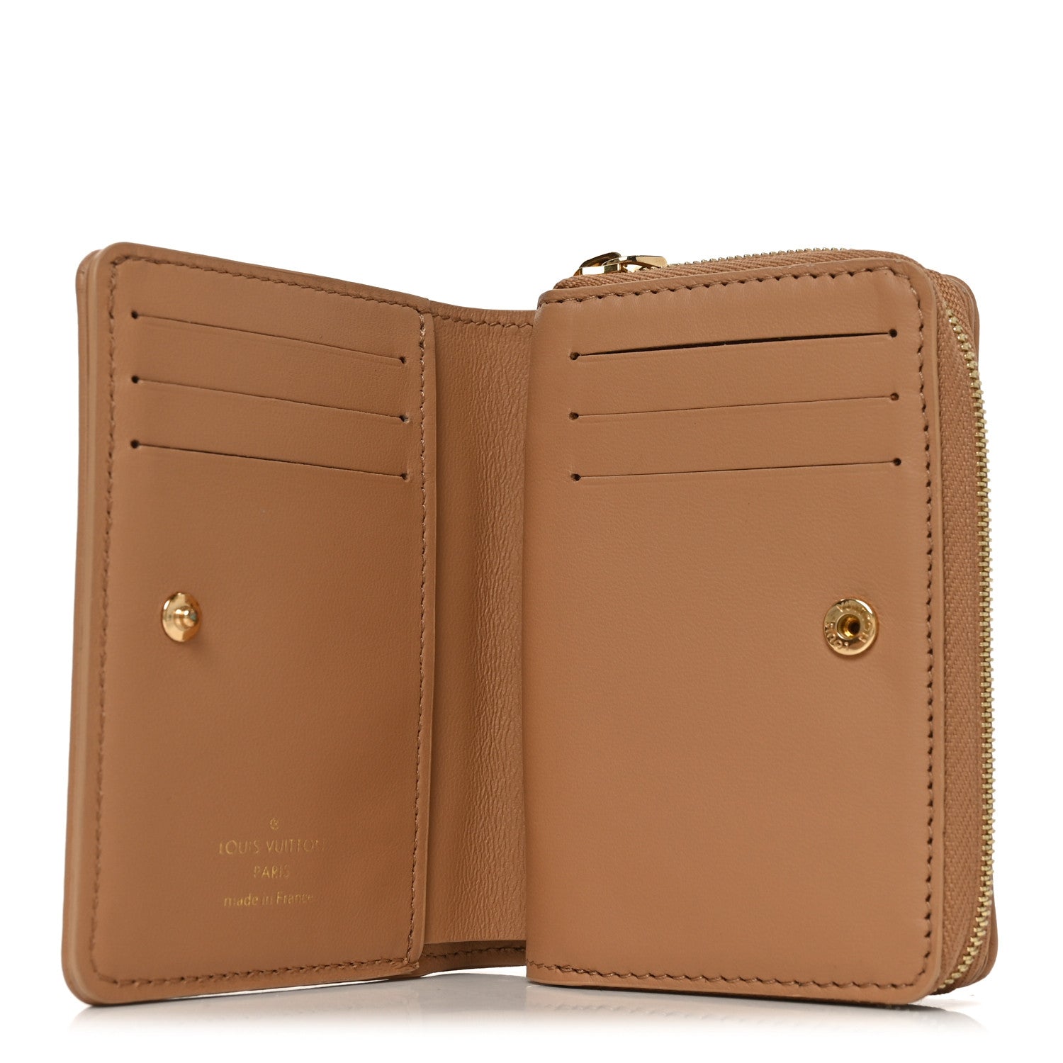 Lambskin Embossed Monogram Lou Coussin Wallet Camel