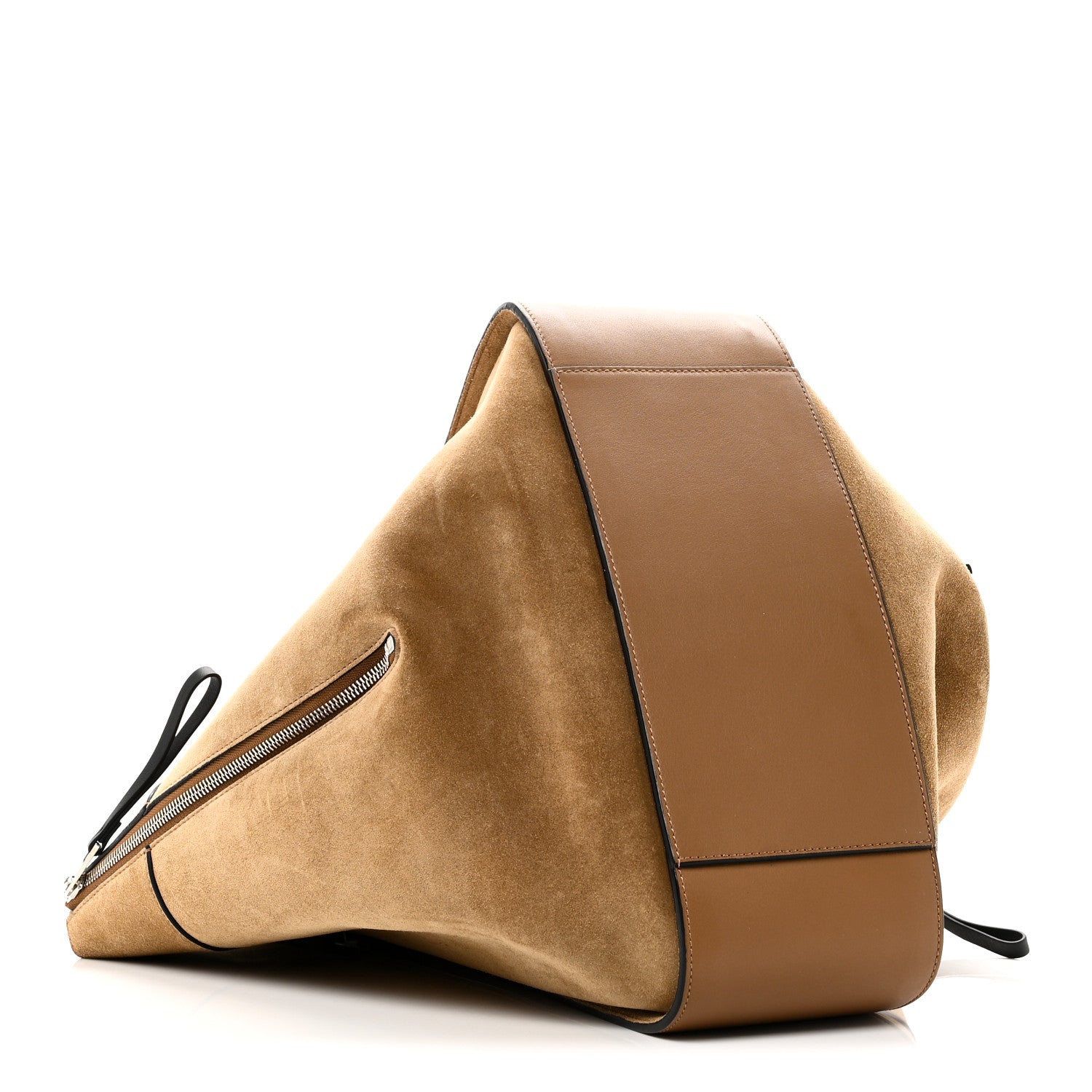 Calfskin Suede Hammock Shoulder Bag Oak Dark Gold Black