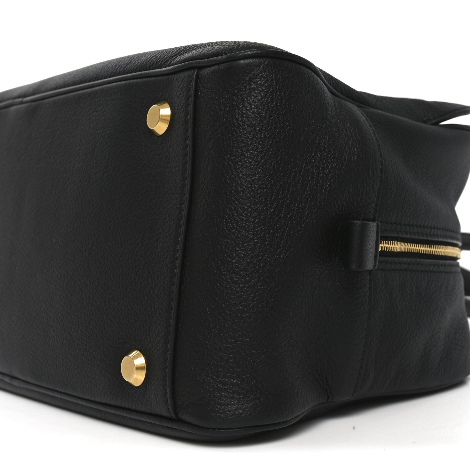 Grained Calfskin Medium Carrie Bowling Bag Black