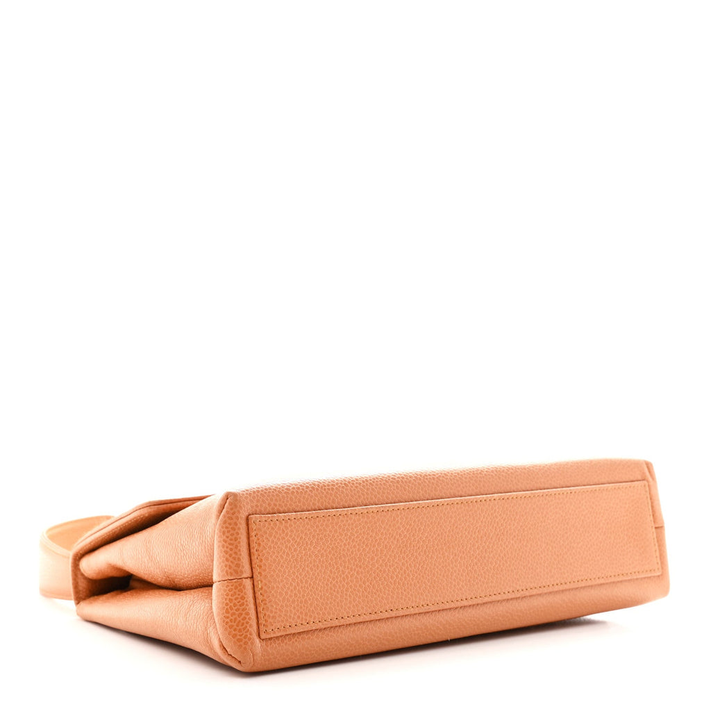 Caviar Top Handle Kelly Flap Brown