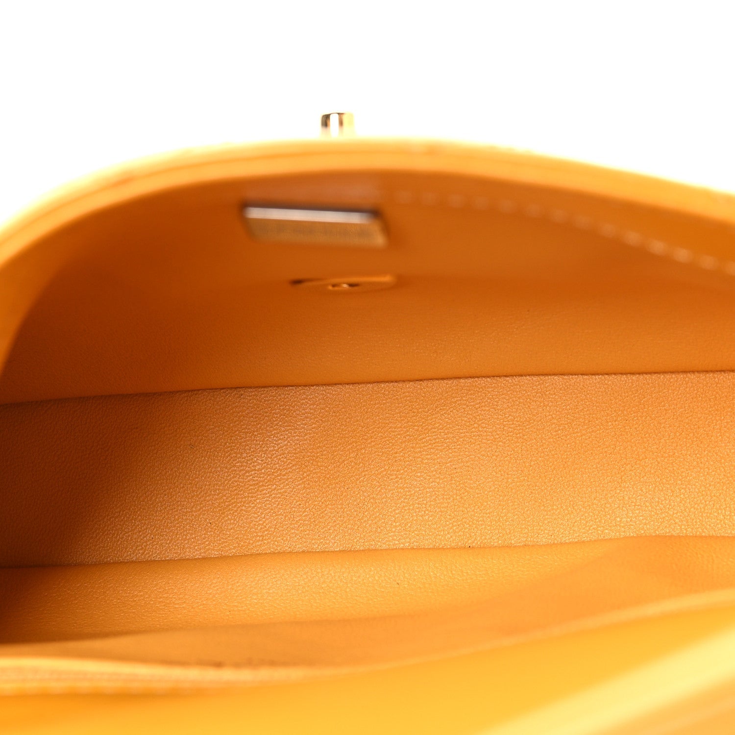Shiny Lambskin Quilted Golden Links Top Handle Flap Yellow