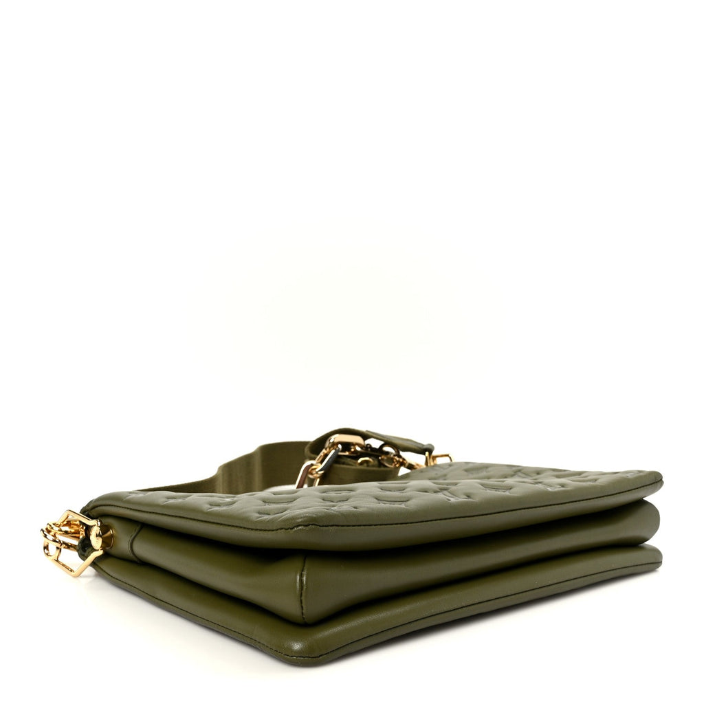 Lambskin Embossed Monogram Coussin MM Khaki