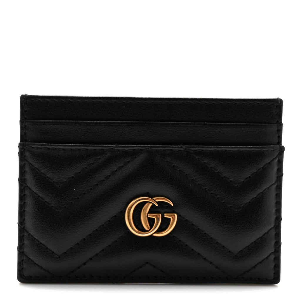 Calfskin Matelasse GG Marmont  Holder Black