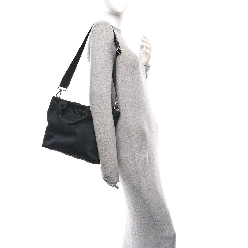 Nylon Vela East West Shopper Tote Black