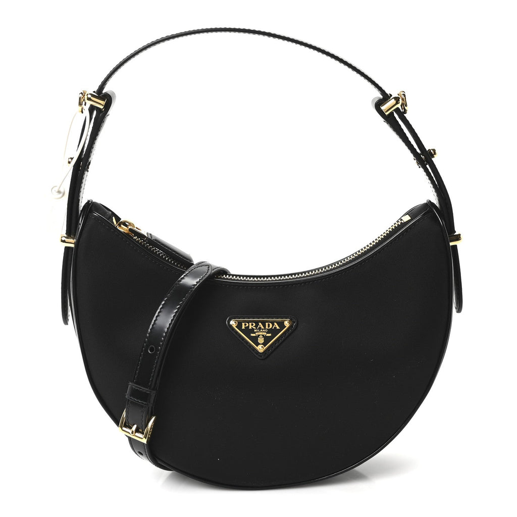 Re-Nylon Spazzolato Small Arque Shoulder Bag Black