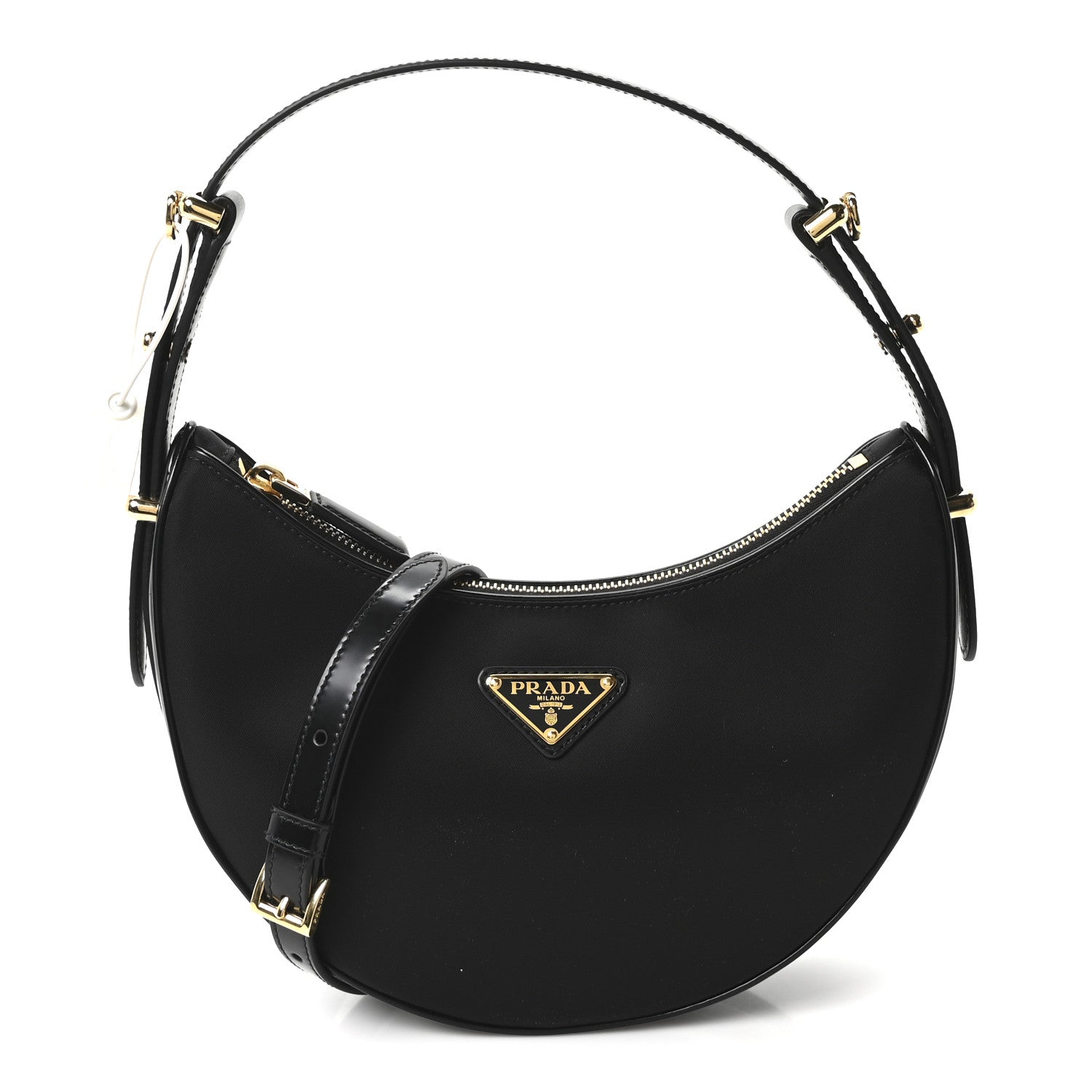 Re-Nylon Spazzolato Small Arque Shoulder Bag Black