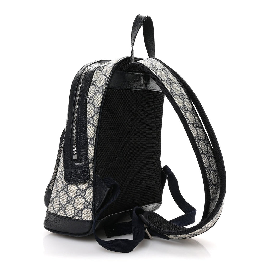 GG Supreme Monogram Textured Dollar Calfskin Web Small Ophidia Day Backpack Beige Blue Black