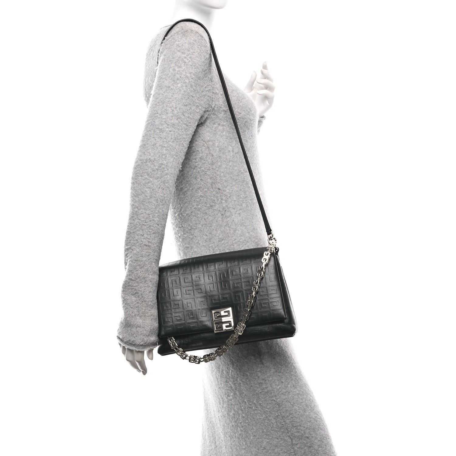 Soft Calfskin 4G Embossed Medium Shoulder Bag Black