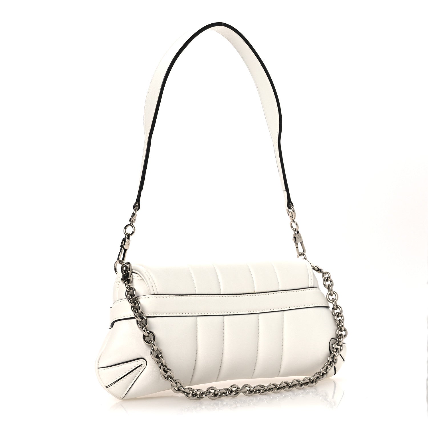 Nappa Vertical Matelasse Small Maxi Horsebit Chain Shoulder Bag Great White