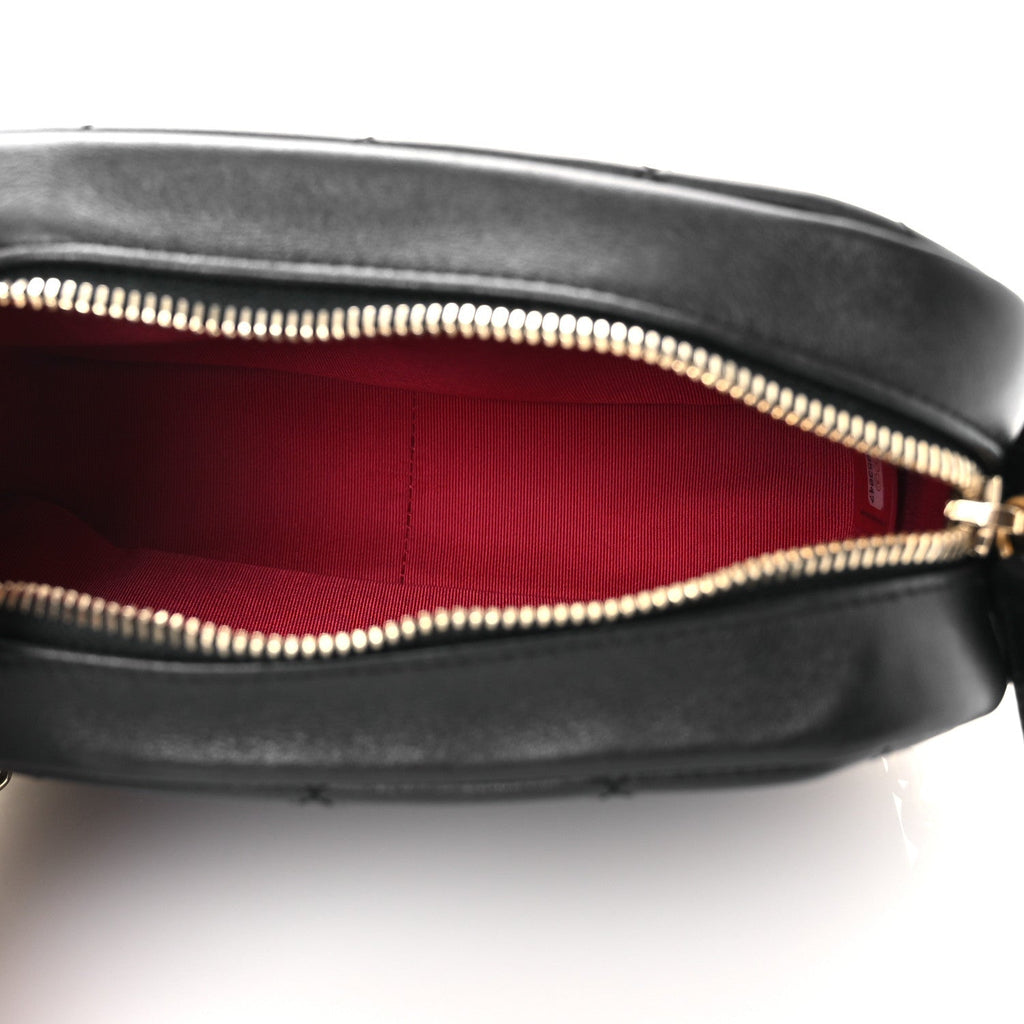 Calfskin Quilted Enchained Camera Case Bag Black