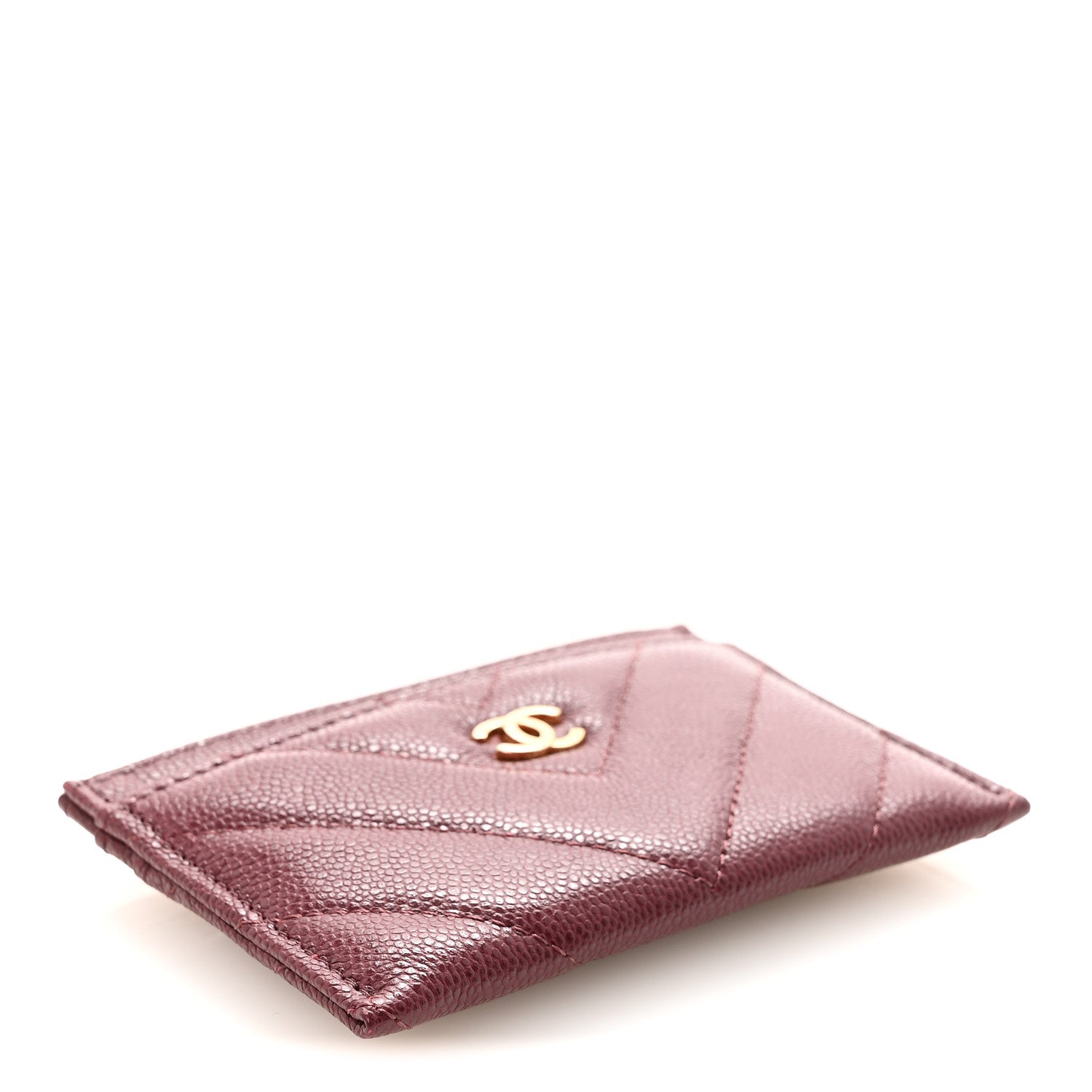 Caviar Chevron Quilted  Holder Dark Burgundy