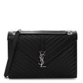Grain De Poudre Matelasse Chevron Large Monogram Satchel Black