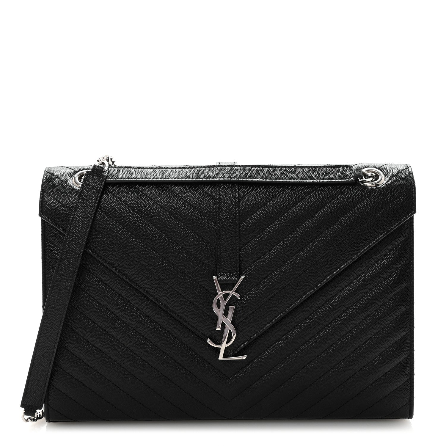 Grain De Poudre Matelasse Chevron Large Monogram Satchel Black