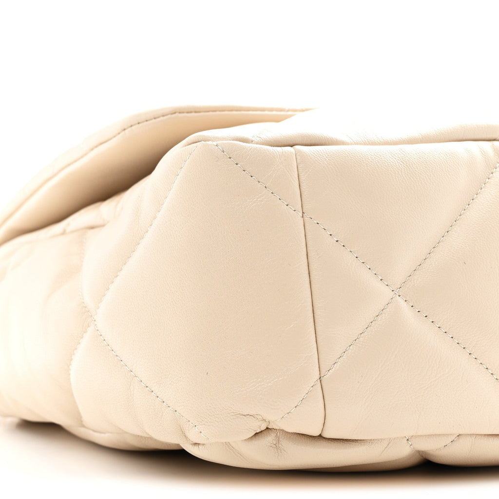 Goatskin Quilted Maxi Chanel 19 Flap Beige