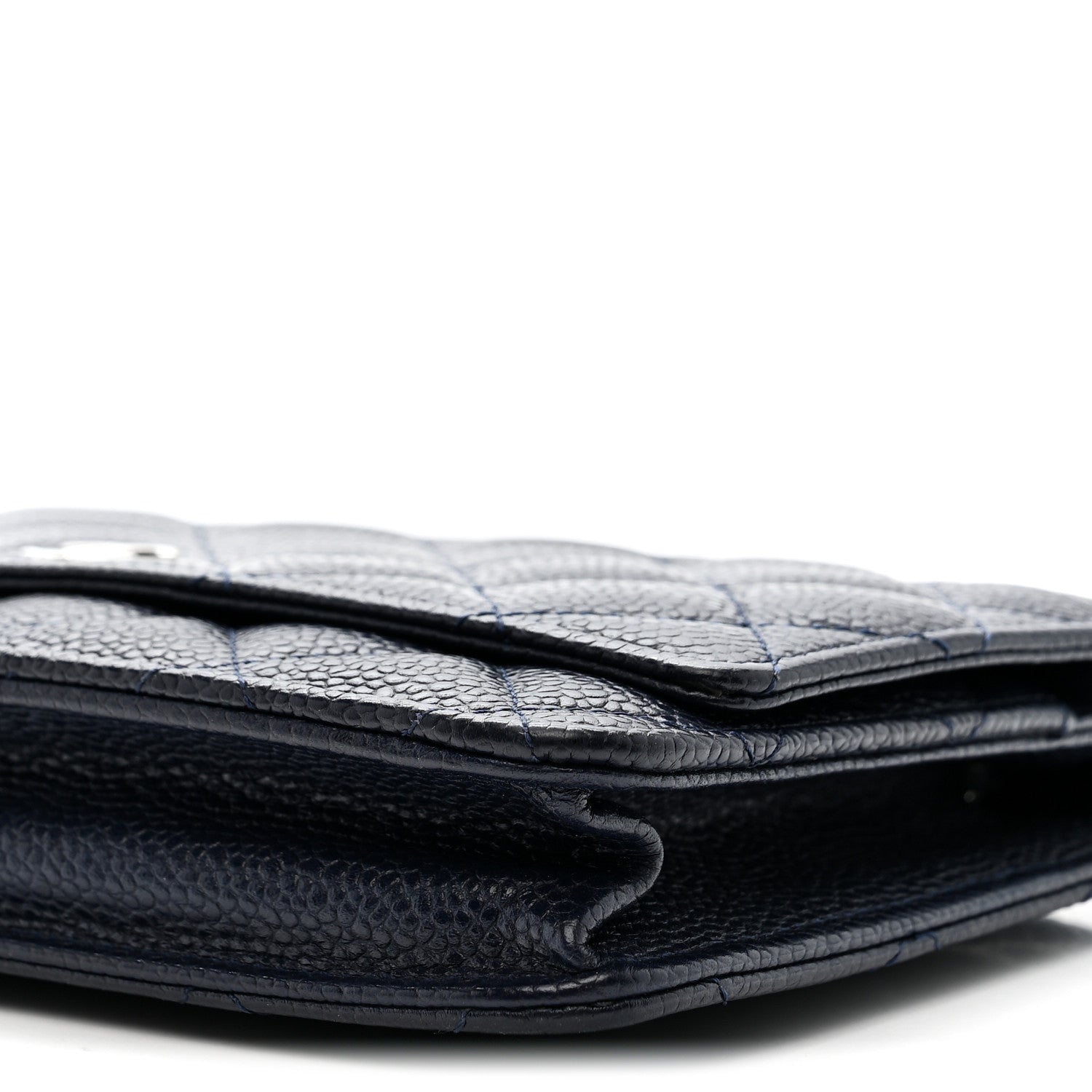 Caviar Quilted Wallet on Chain WOC Navy Blue