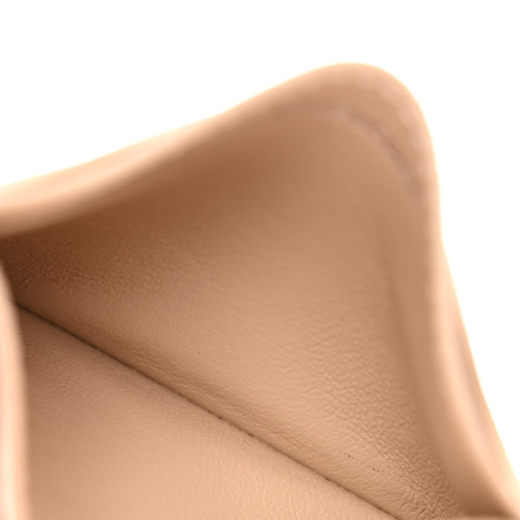 Grained Calfskin Logo Cash Rounded  Holder Beige