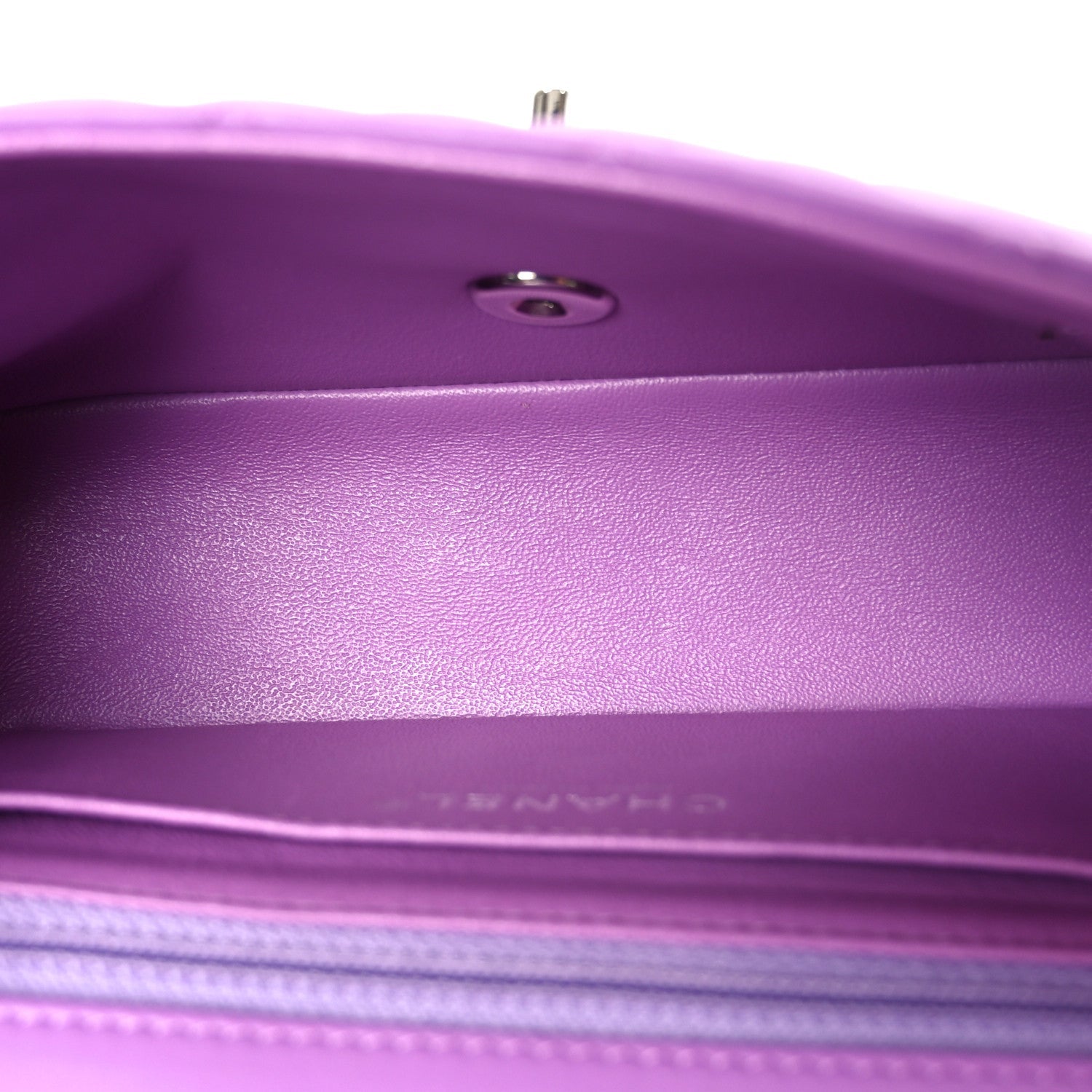 Lambskin Quilted Mini Rectangular Flap Purple