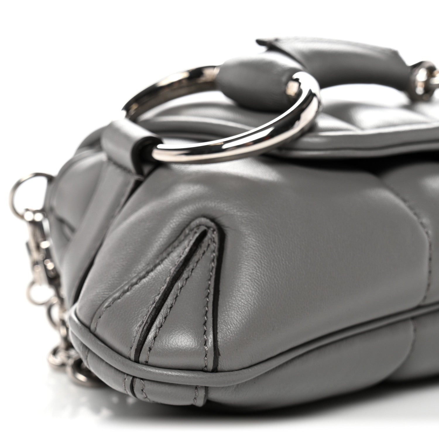 Nappa Vertical Matelasse Small Maxi Horsebit Chain Shoulder Bag Gray