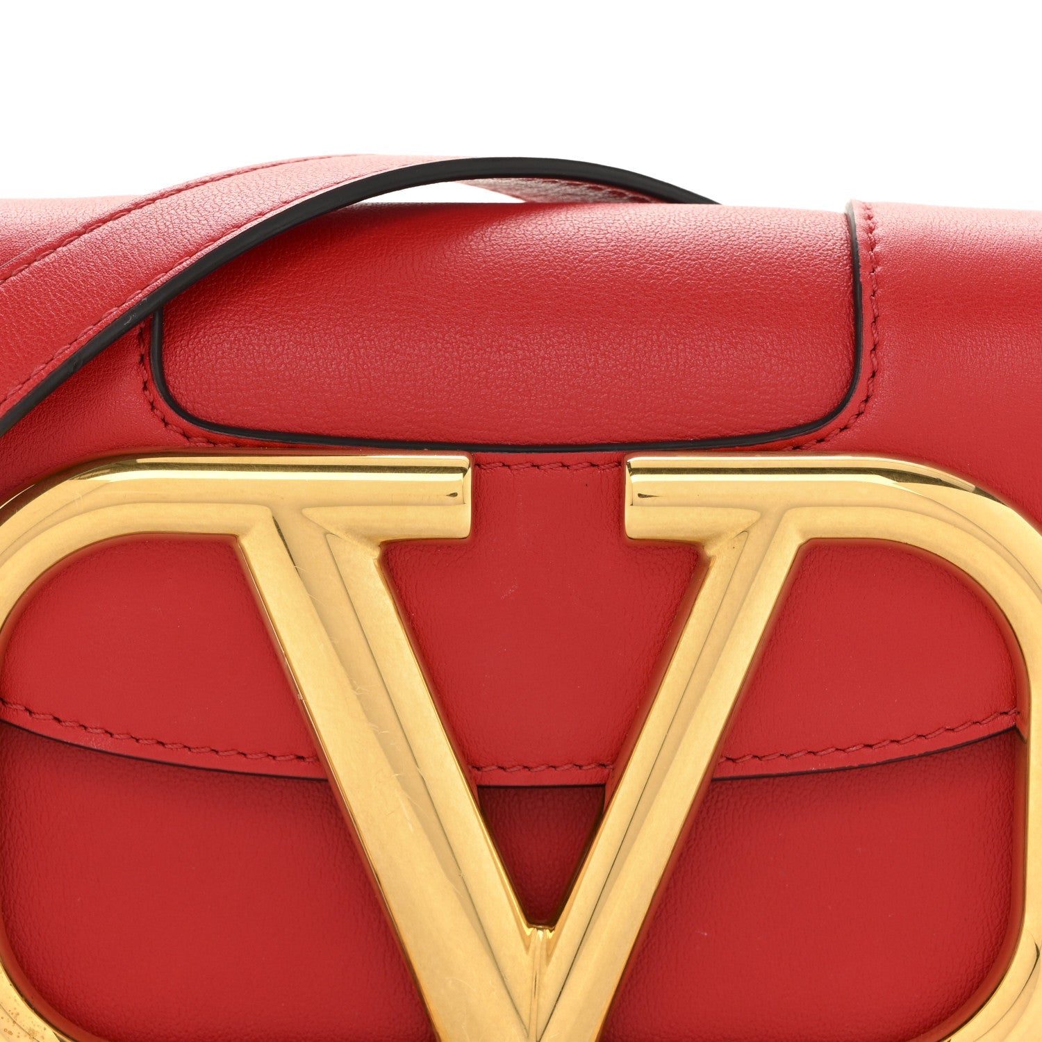 Calfskin Small Supervee Crossbody Bag Rouge Pur
