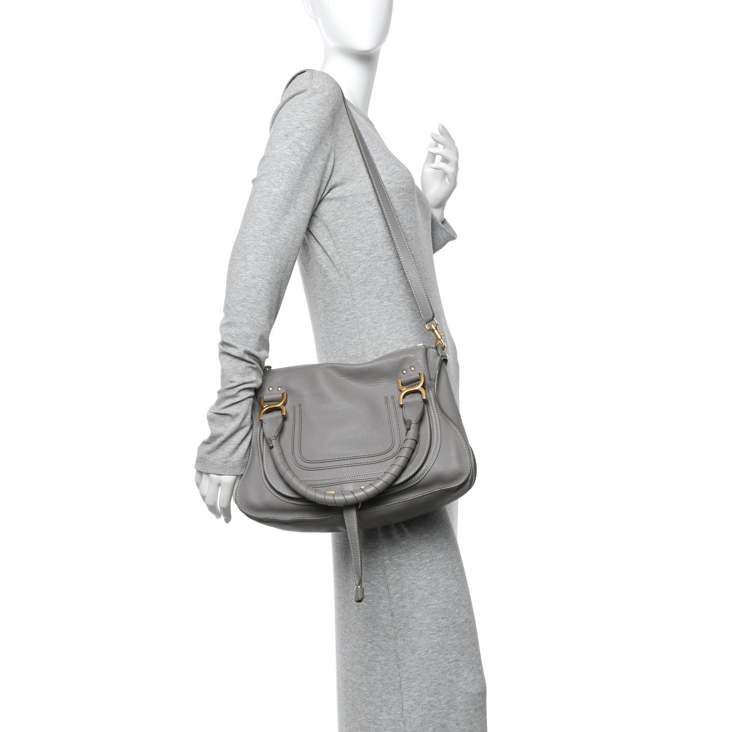 Calfskin Medium Marcie Satchel Cashmere Grey
