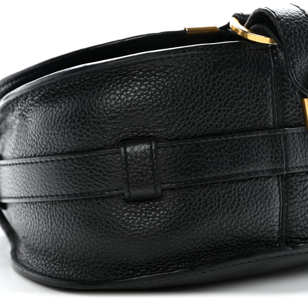 Grained Calfskin Small Marcie Saddle Bag Black