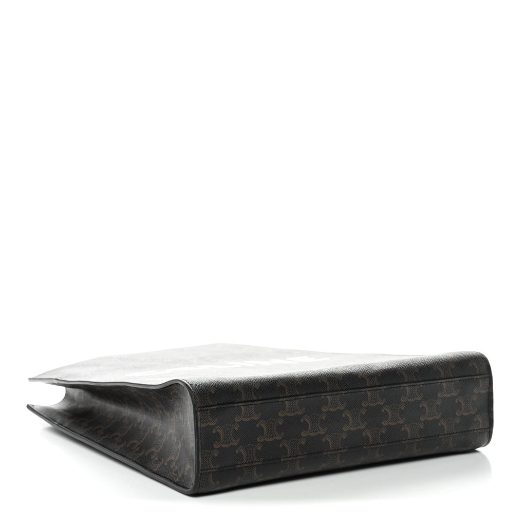 Triomphe Canvas Calfskin Small Vertical Cabas Tan