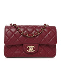 Lambskin Quilted Mini Rectangular Flap Burgundy