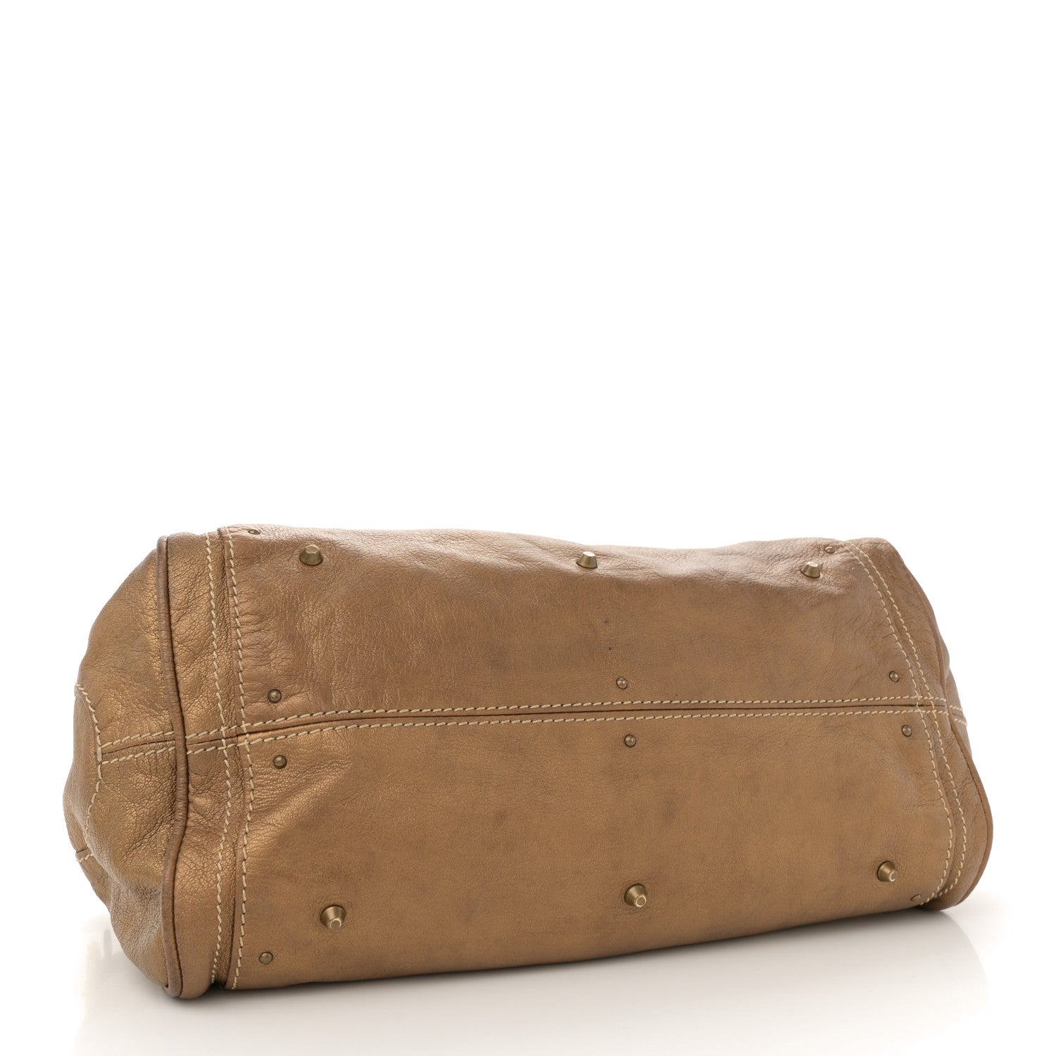 Metallic Calfskin Medium Paddington Satchel Gold