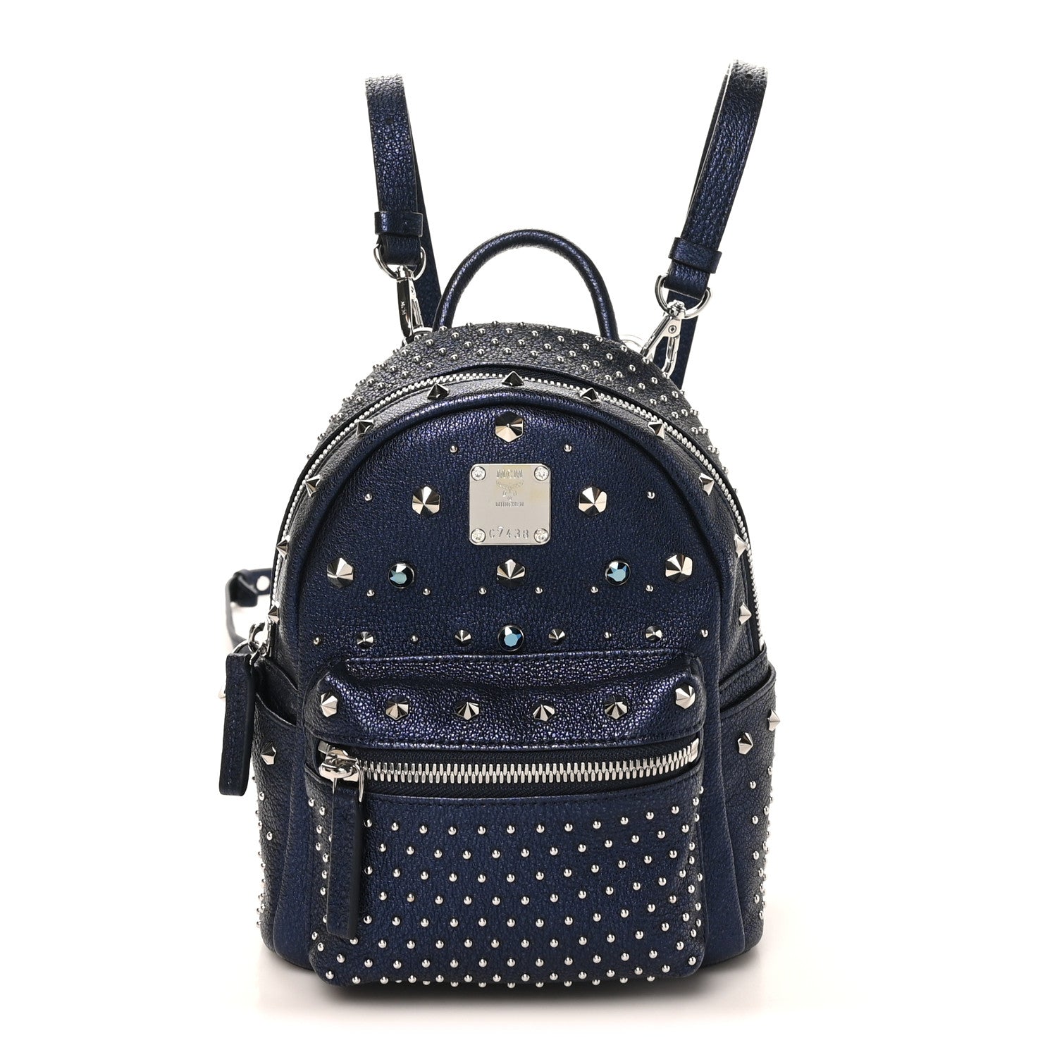 Metallic Calfskin Stud X-Mini Stark Bebe Boo Backpack Blue
