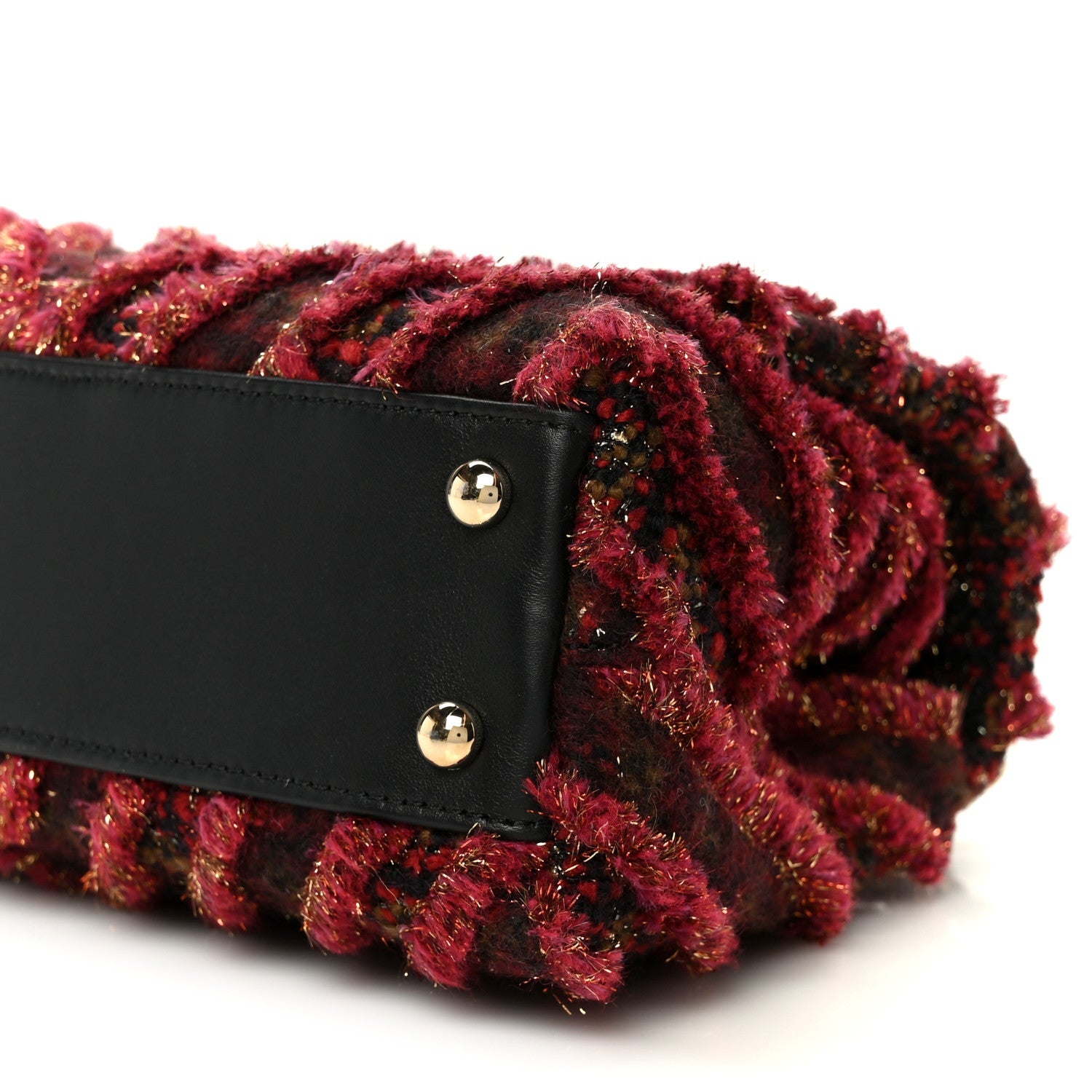 Tweed Fringe Mini Coco Handle Flap Red Black