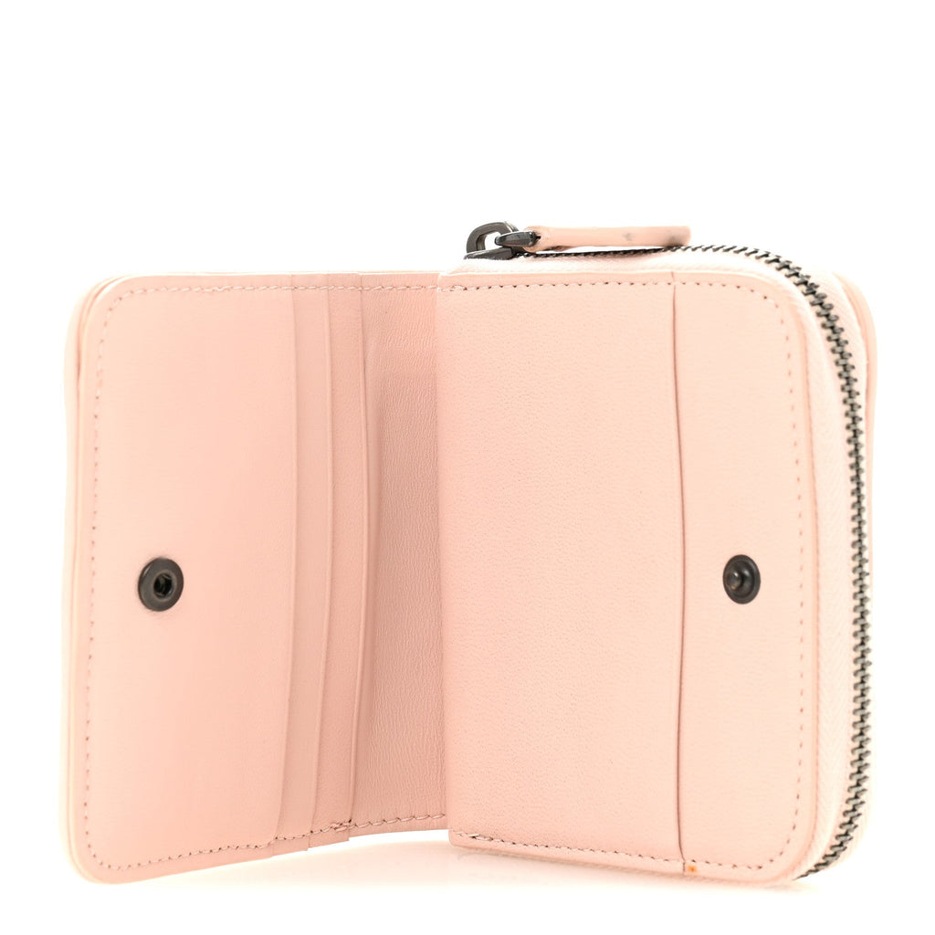Nappa Intrecciato Small Bi-Fold Zip Wallet Pink