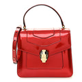 Metallic Calfskin Serpenti Forever Top Handle Dark Red