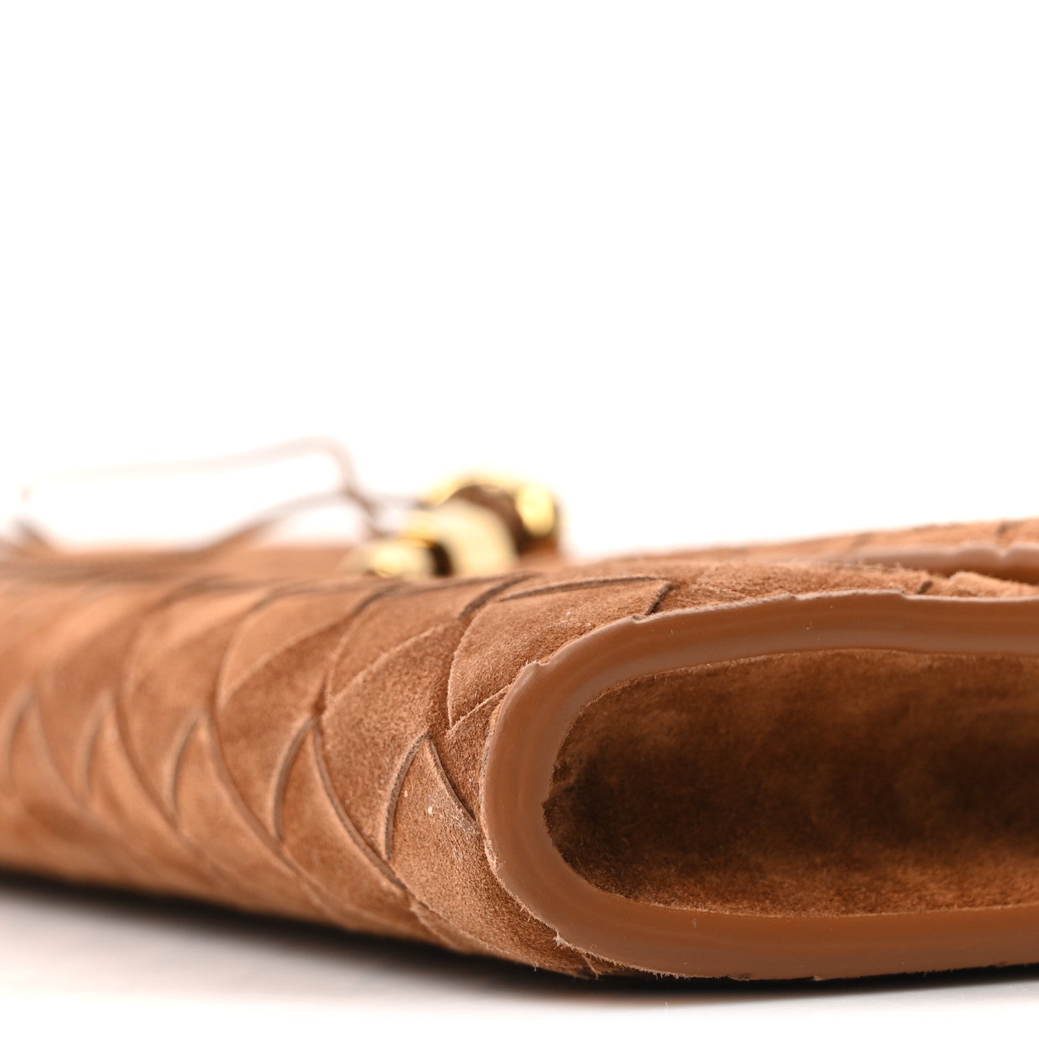 Suede Intrecciato Long Andiamo Top Handle Clutch Amber
