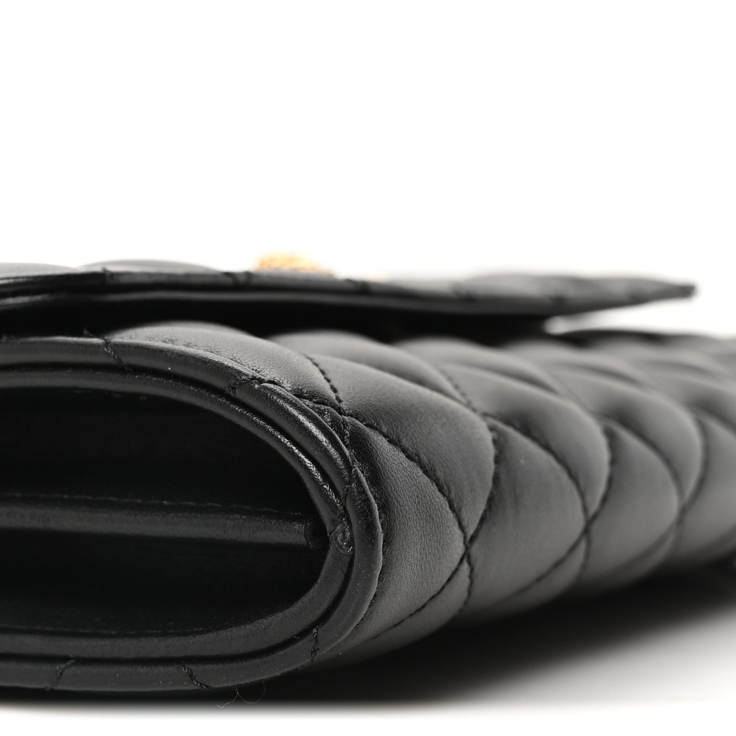 Lambskin Quilted Medusa Wallet On Chain Crossbody Black