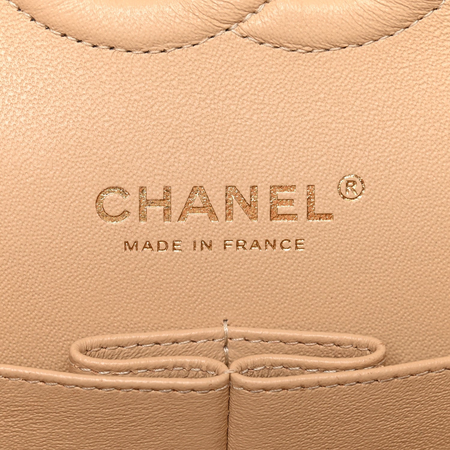 Caviar Quilted Medium Double Flap Beige