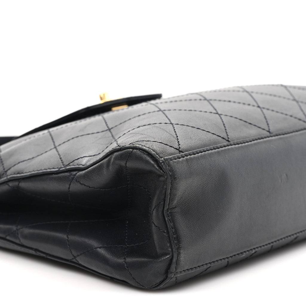 Lambskin Quilted CC Flap Shoulder Bag Black