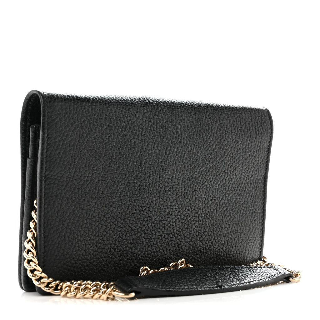 Pebbled Calfskin Soho Wallet On Chain Black