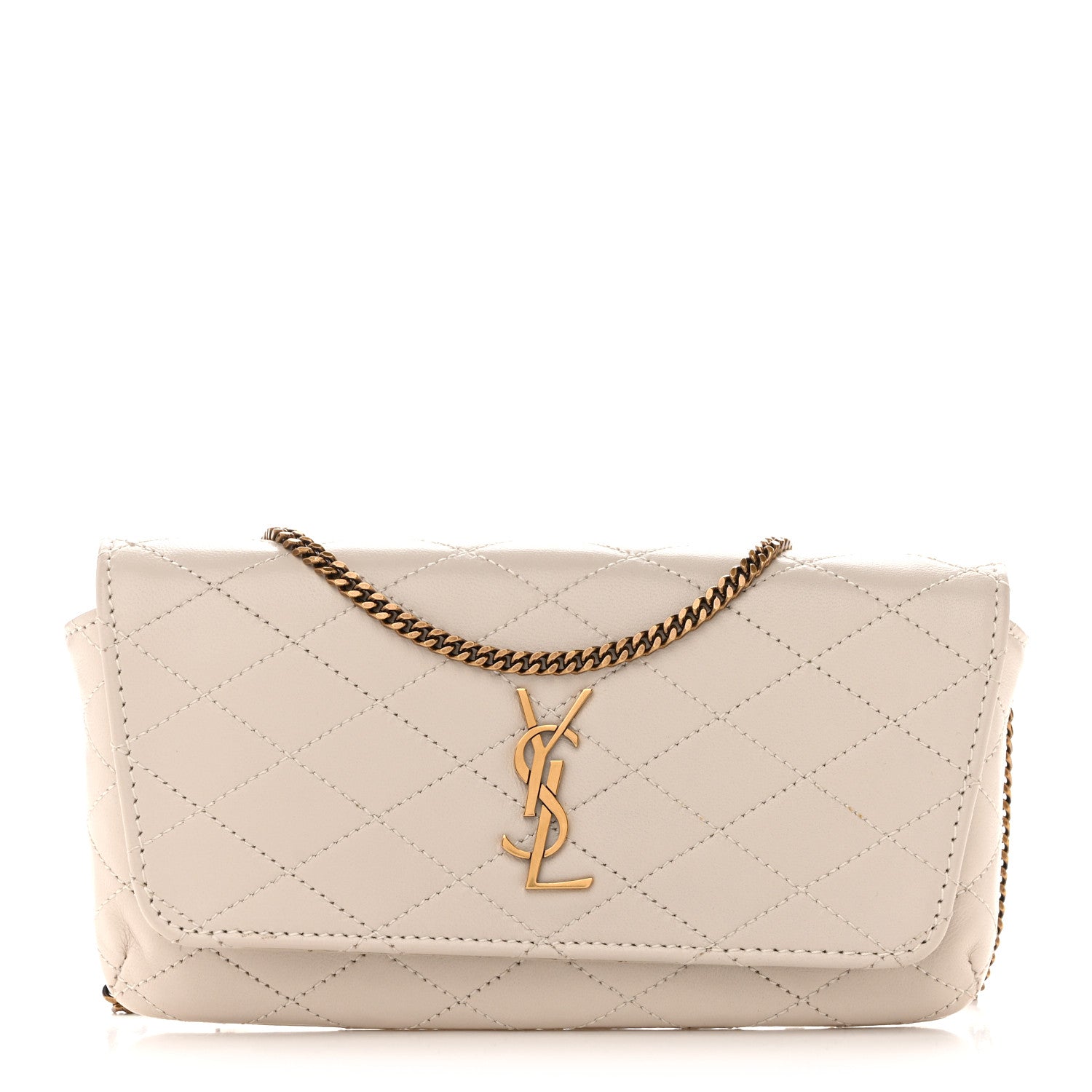 Lambskin Quilted Gaby Phone Holder Crossbody Crema Soft