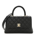 Caviar Quilted Mini Coco Handle Flap Black