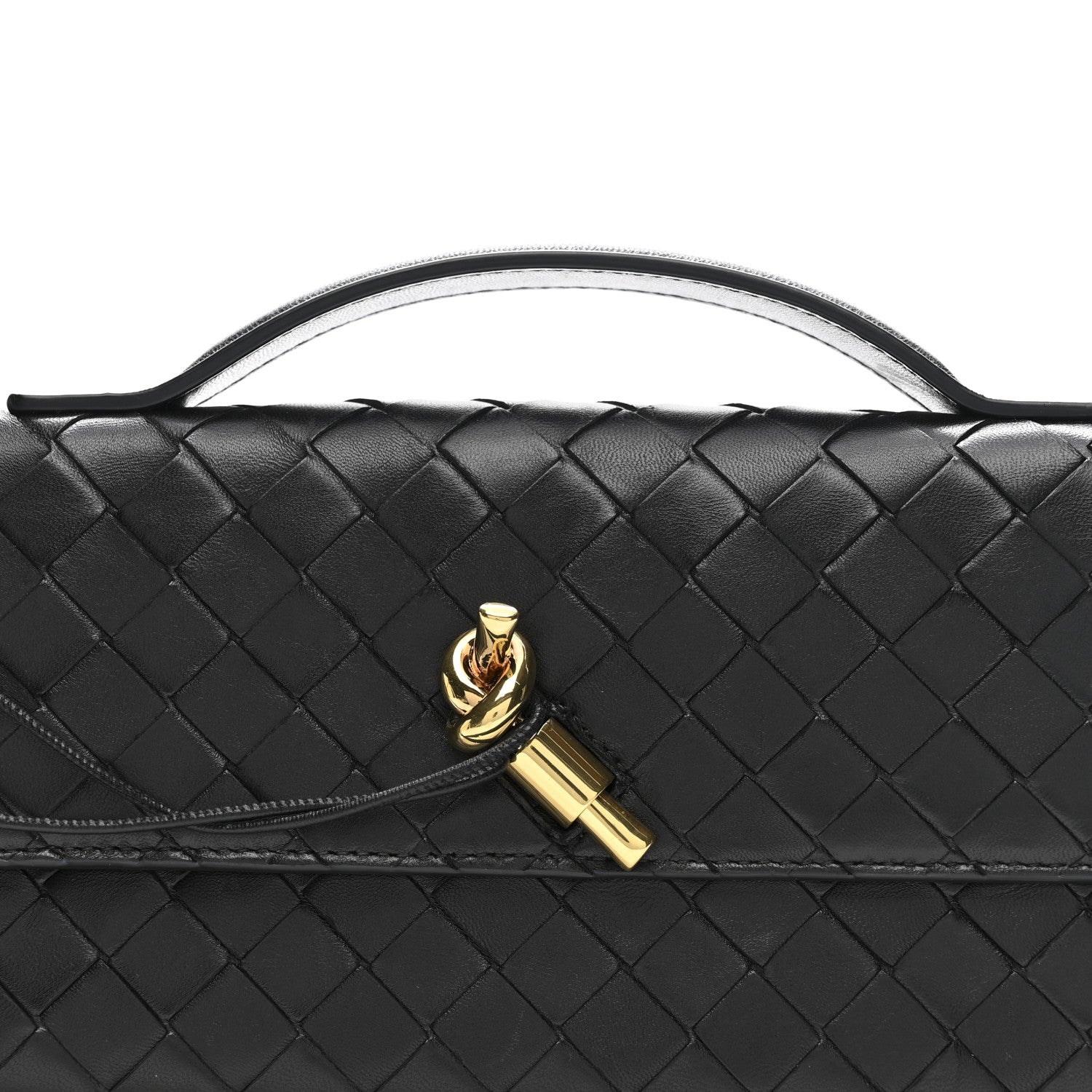 Nappa Intrecciato Long Andiamo Top Handle Clutch Black