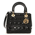 Patent Cannage Medium Lady Dior Dark Brown