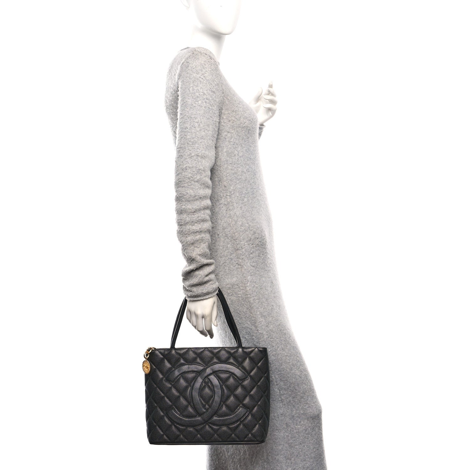 Caviar Quilted Medallion Tote Black