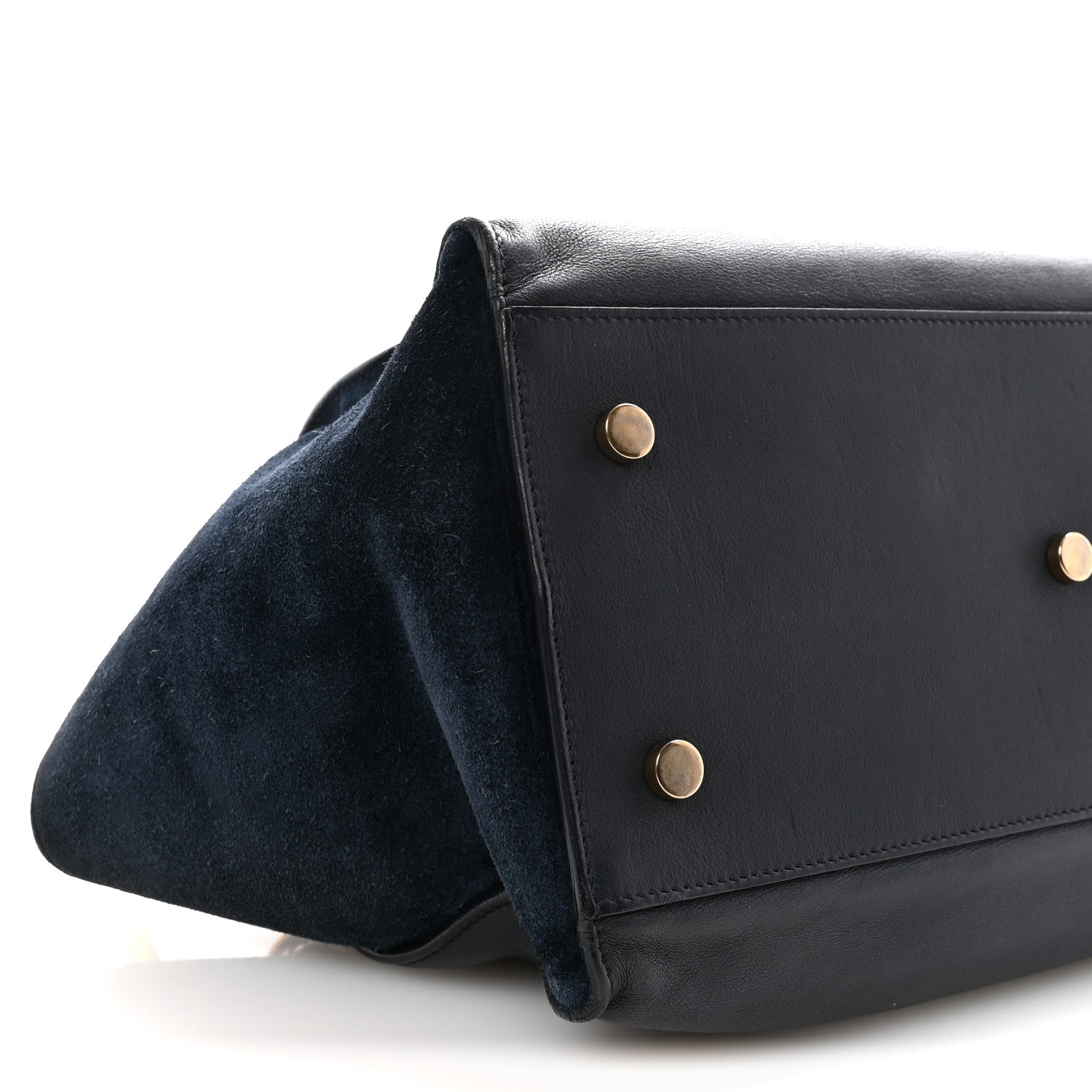 Calfskin Suede Small Monogram Downtown Cabas Navy Blue