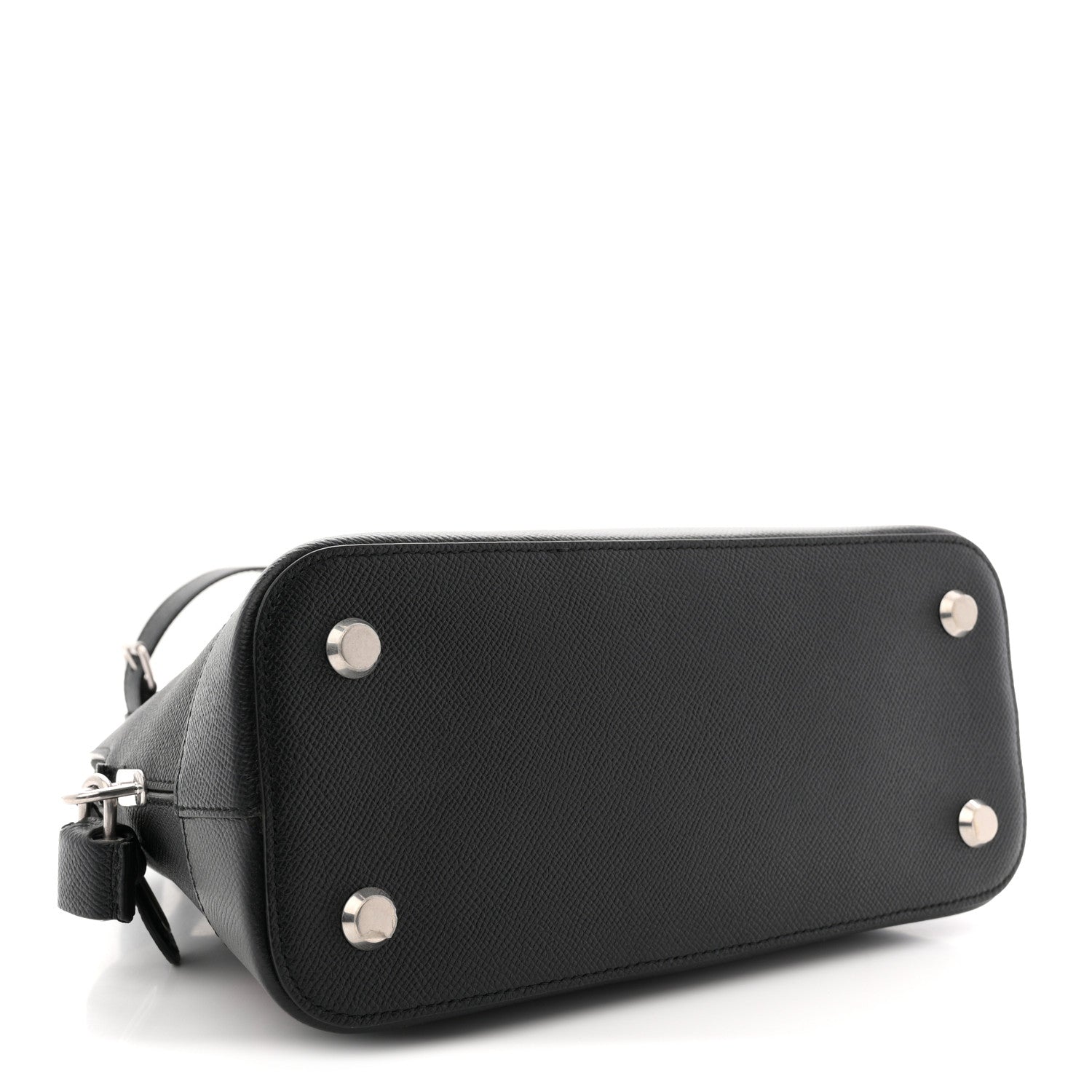 Signature Grained Calfskin Logo S Ville Top Handle Bag Black Rose Shocking