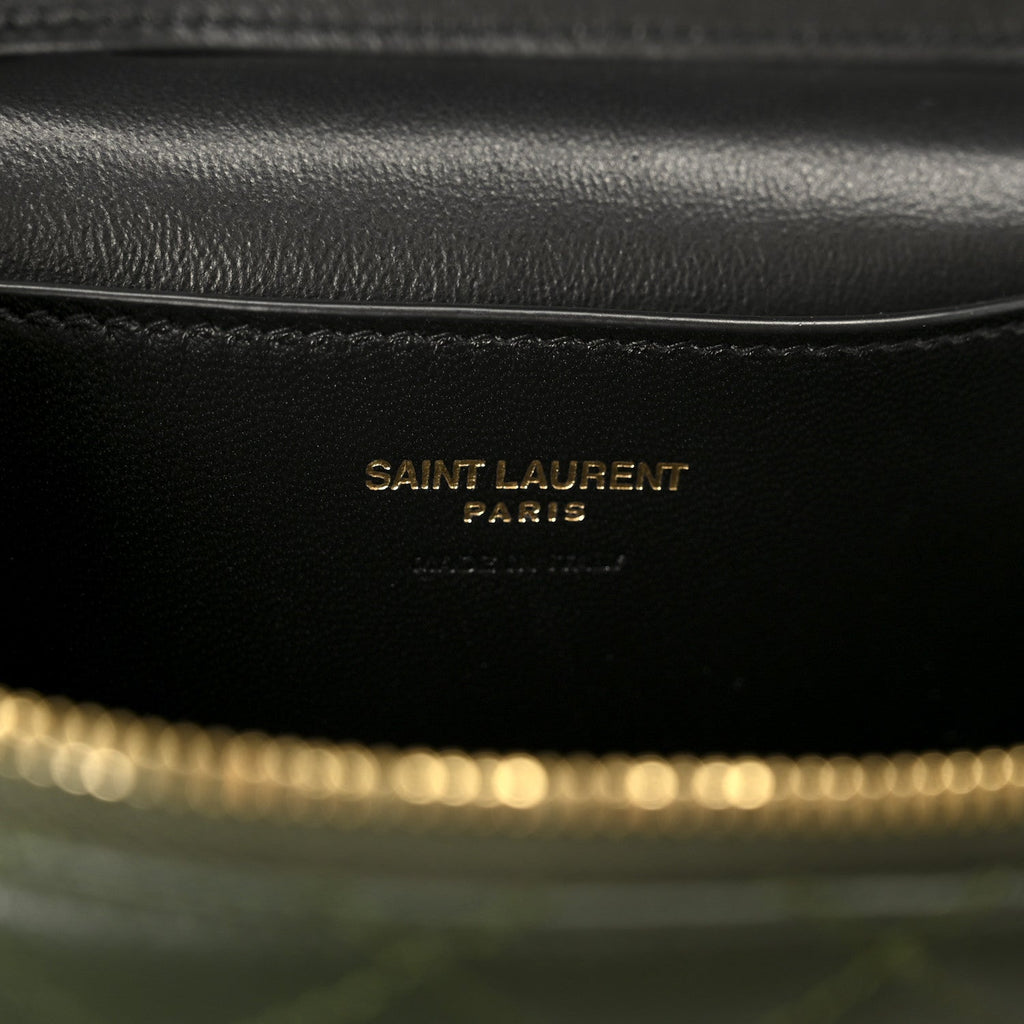 Lambskin Quilted Mini Gaby Vanity Case Olive Wood