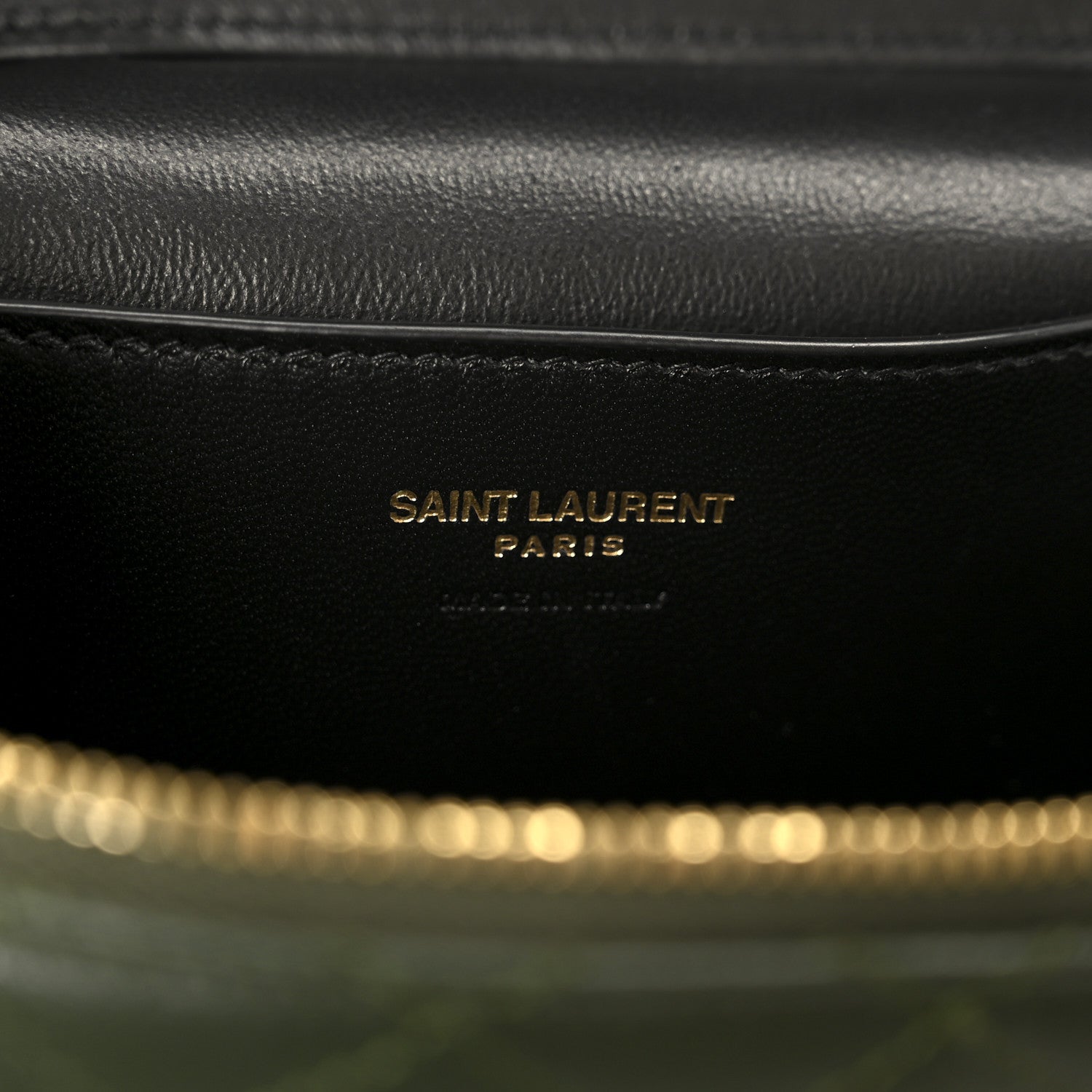 Lambskin Quilted Mini Gaby Vanity Case Olive Wood