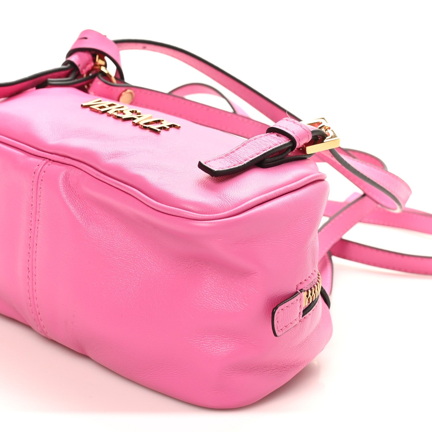Lambskin Tag Bowling Bag Pink