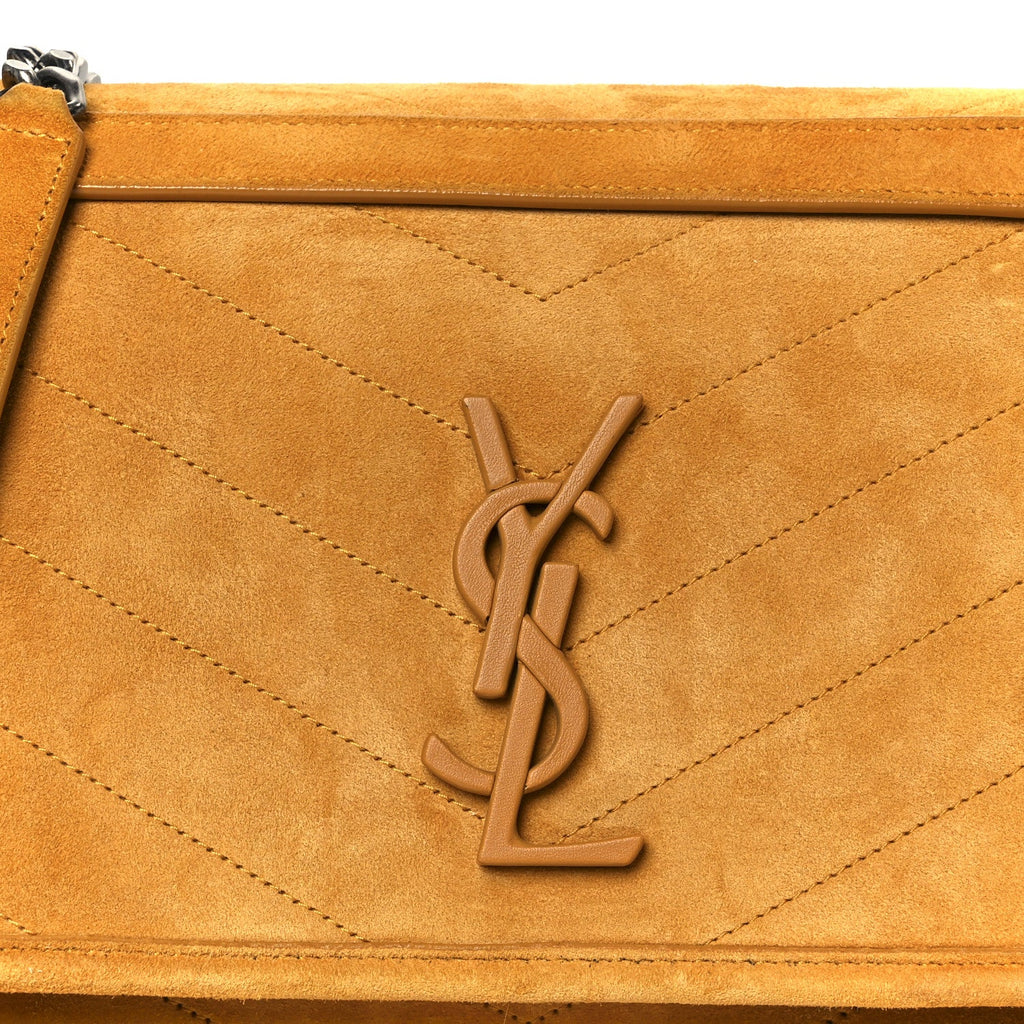 Suede Monogram Medium Niki Chain Satchel Cheddar
