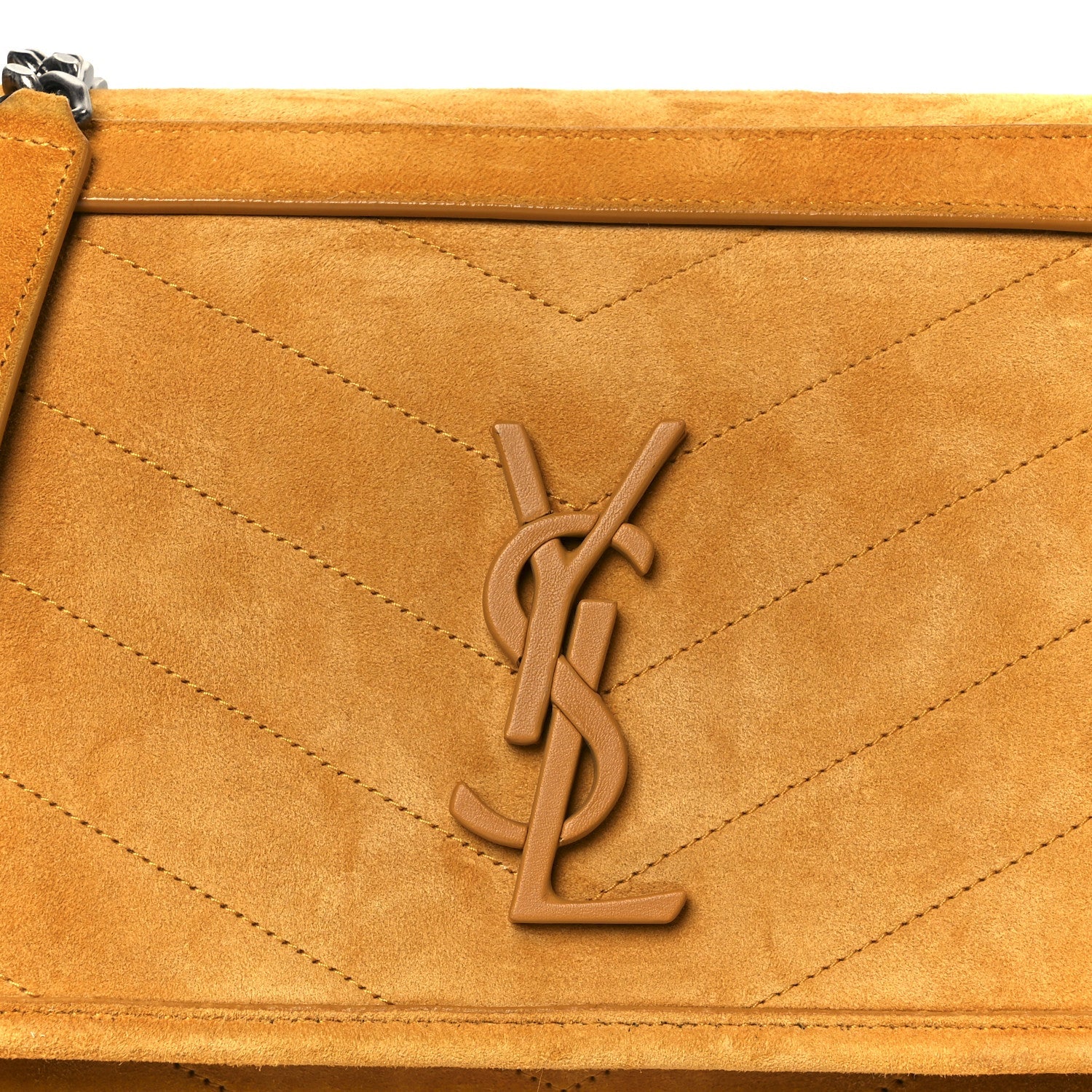 Suede Monogram Medium Niki Chain Satchel Cheddar